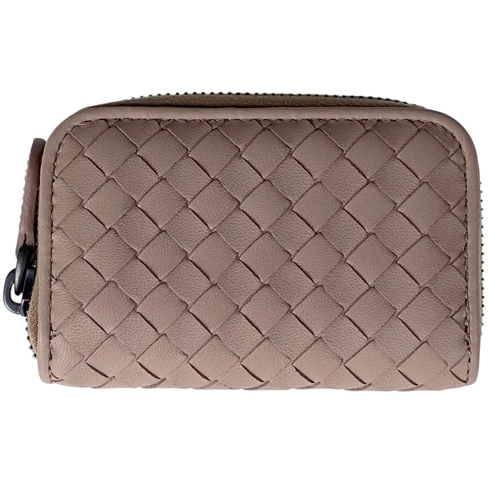Bottega Veneta Intrecciato coin case Wallet Card Leather Pink Gray